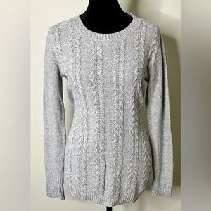 Loft classic preppy gray front cable knit sweater Size small Excellent condition